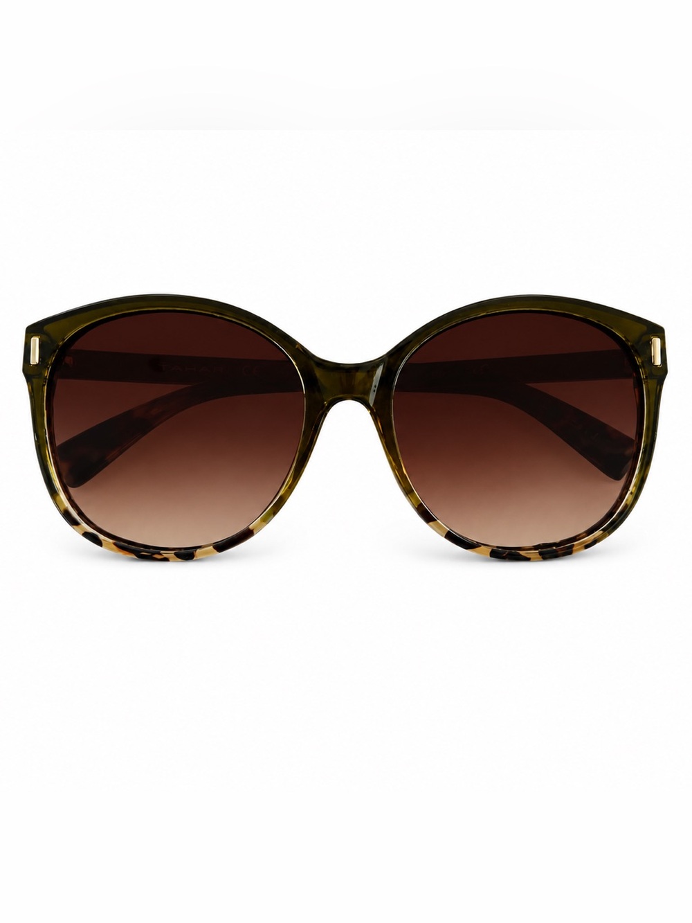 Tahari Olive Tortoiseshell Round Sunglasses with Brown Lenses
